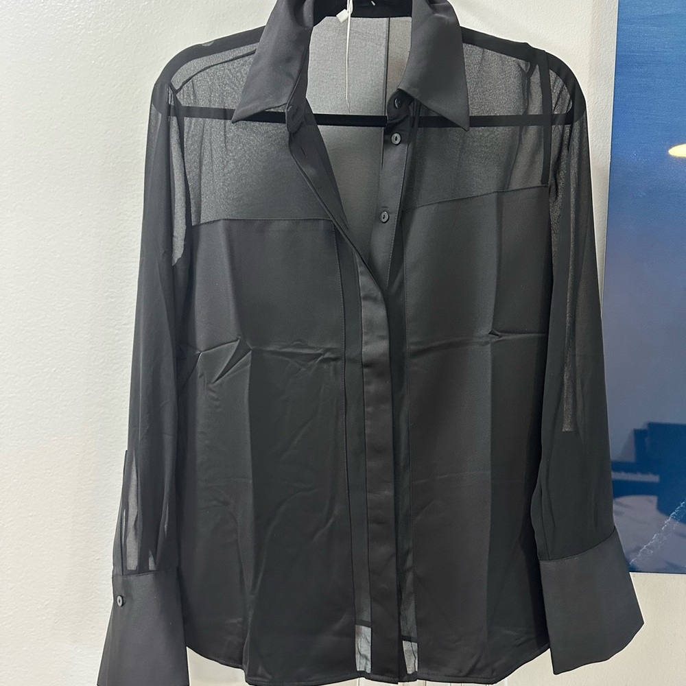 Brand new with tags Mango semi sheer black blouse